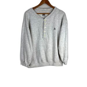 VTG Ton Sur Ton Henley Sweatshirt XL Made in France Grey Embroidered Coastal